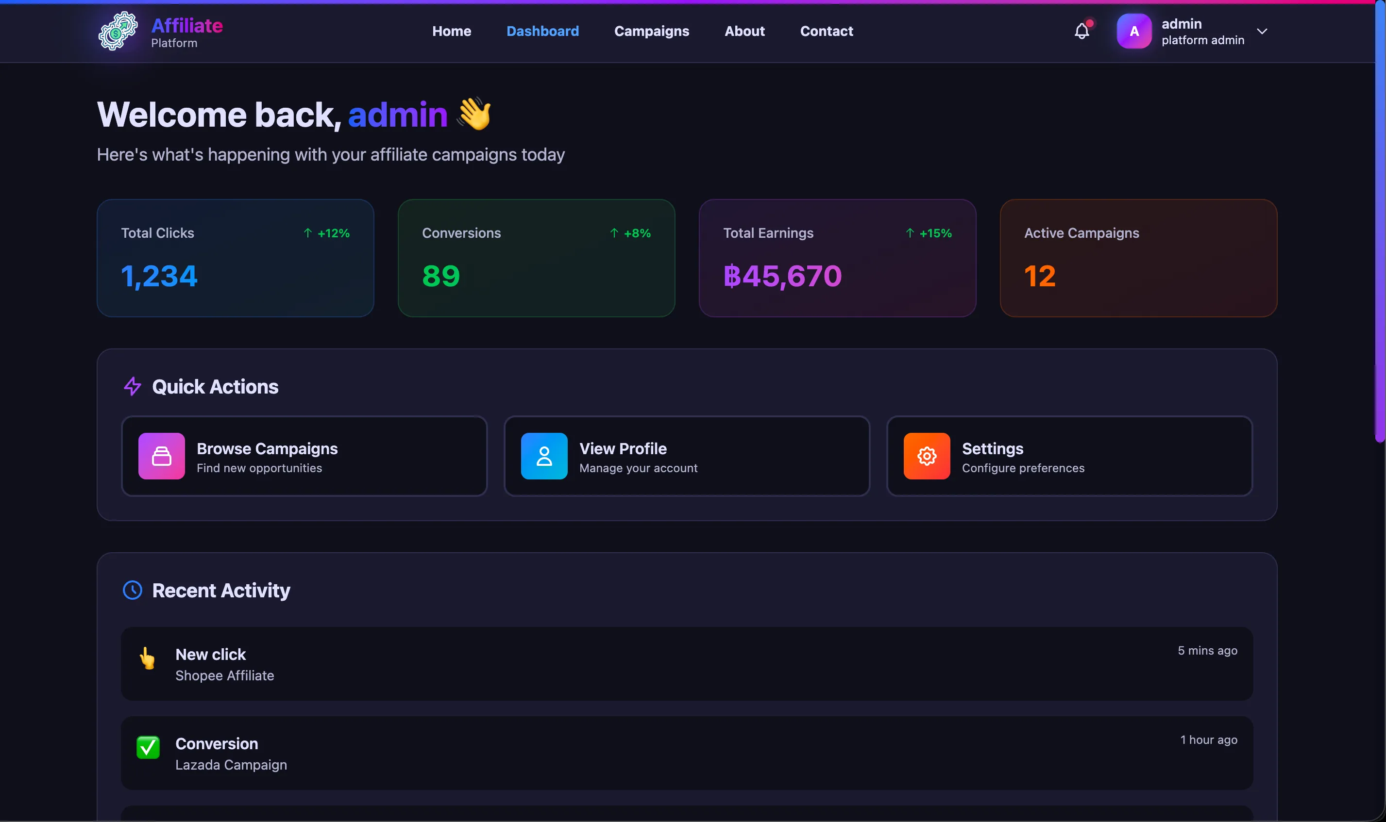 affiliate screenshot